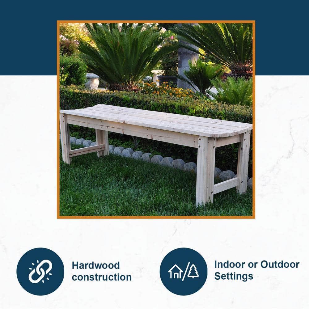 Natural Yellow Cedar 5-Foot Backless Garden Bench