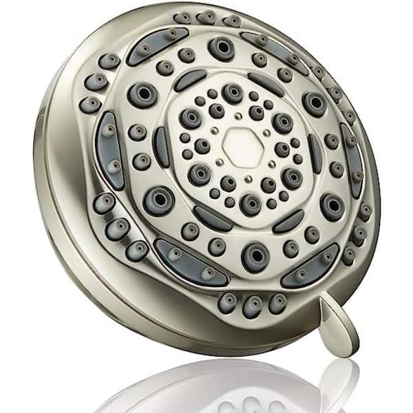 Unbranded Luxury Shower Head 7-Spray Patterns with 2 GPM 4 in. Wall Mount Rain Fixed Shower Head in ‎Brushed Nickel