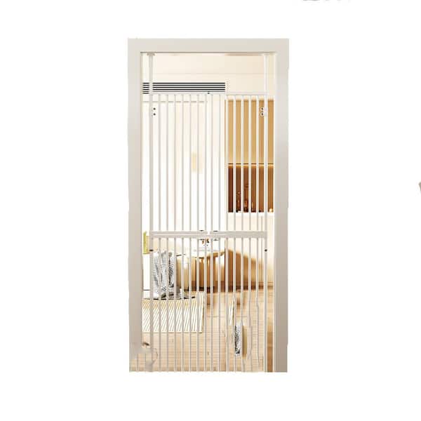 BOZTIY Extra Tall Pet Gate Adjustable 29.5-32 in. Width 75-100 in. Height Walk Through Swing Safety Double Door Gate for Pet