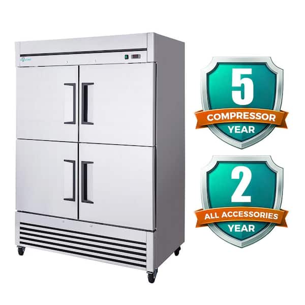 54 in. 49 cu. ft. Auto Defrost Commercial Reach-In Upright Freezer in Stainless Steel with 4-Solid Door