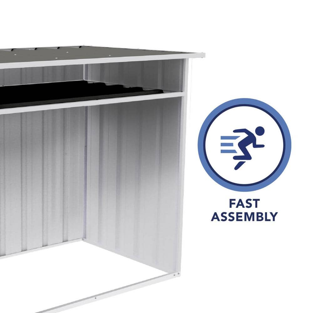 Woodland Gray Metal Firewood Storage Shed with Shelving