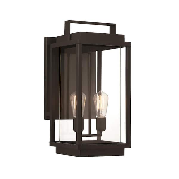 GLUCKSTEINELEMENTS Rockwell 2-Lights Black Outdoor Hardwired Transitional Wall Sconce