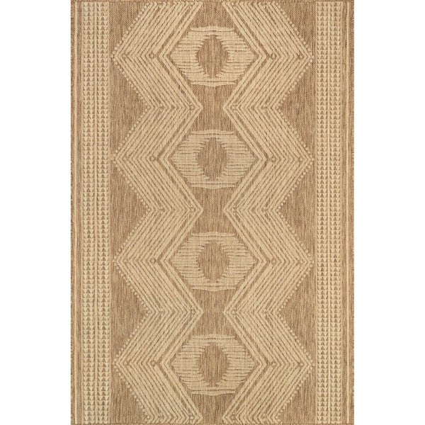 nuLOOM Ranya Tribal Light Brown 4 ft. x 6 ft. Indoor/Outdoor Patio Area Rug