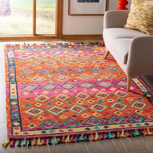 Aspen Orange/Fuchsia 3 ft. x 3 ft. Multi-Diamonds Square Area Rug