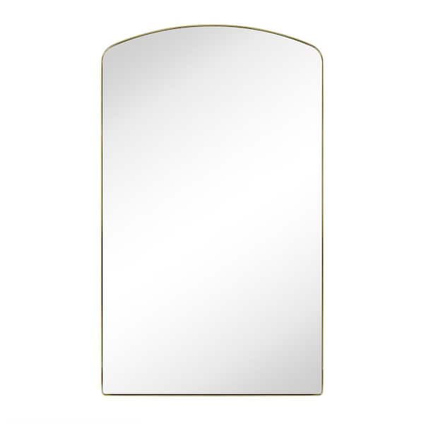 TEHOME 24 in. W x 40 in. H Arch Stainless Steel Framed Wall Bathroom Vanity Mirror in Brushed Gold