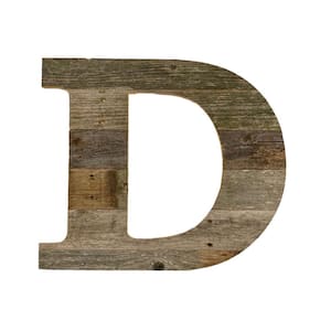 Rustic Large 16 in. Tall Natural Weathered Gray Monogram Wood Letter-D Decorative
