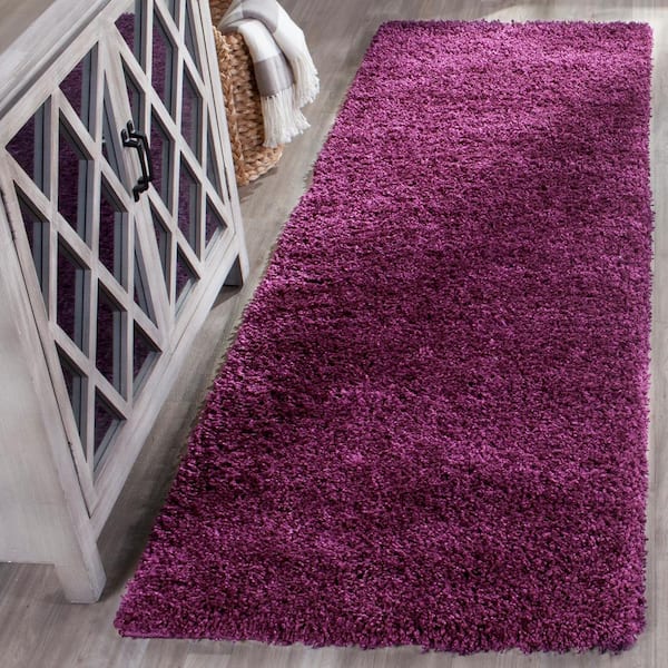 California Shag Purple 2 ft. x 5 ft. Solid Runner Rug