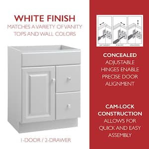 Wyndham 24 in. W x 21 in. D Unassembled Bath Vanity Cabinet Only in White Semi-Gloss