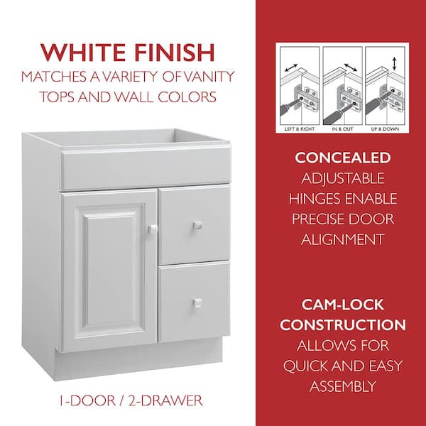 Wyndham 24 in. W x 21 in. D Unassembled Bath Vanity Cabinet Only in White Semi-Gloss