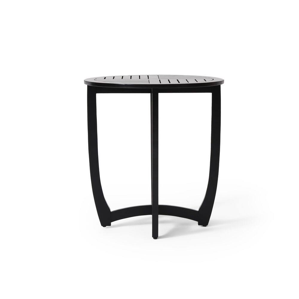 Tavon Black Acacia Wood Round Bistro Table