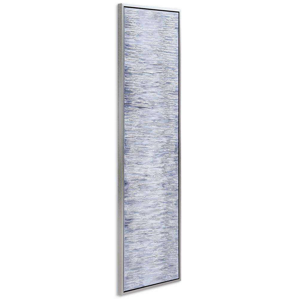 Gray Field Textured Metallic Abstract Canvas Wall Art with Champagne Frame