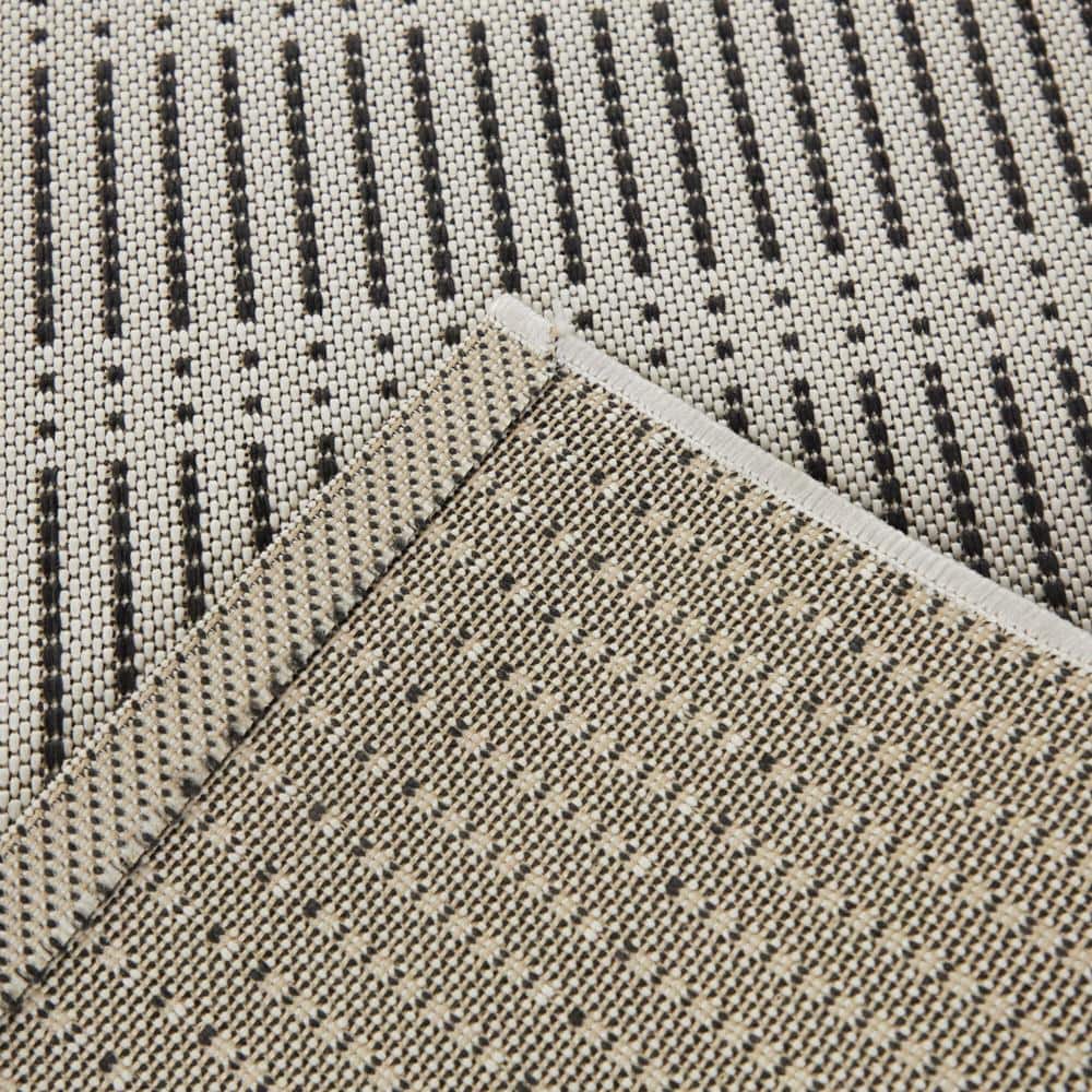 Gray and Beige Synthetic Flat Woven Stripe Rug 7'10" x 10'