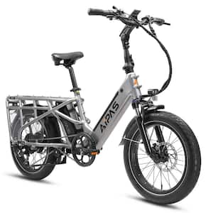 20 in. 750-Watt 48-Volt Shimano 7-speed Grey Cargo Electric Mountain Bicycle