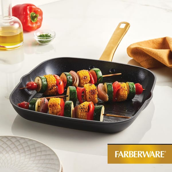 Forged Induction Ceramic 11 in. Aluminum Nonstick Square Grill Pan in Black