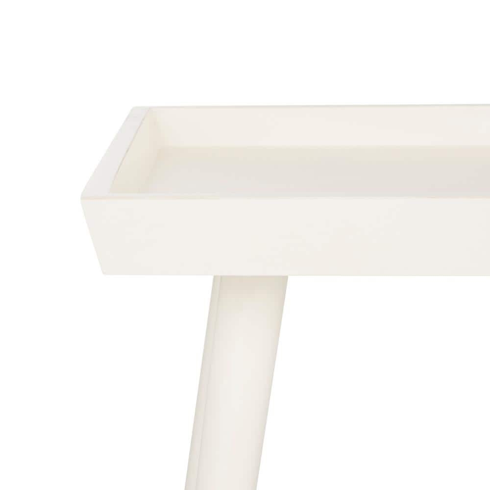 Urban Transitional 42'' Rectangular White Wood Coffee Table with Tray