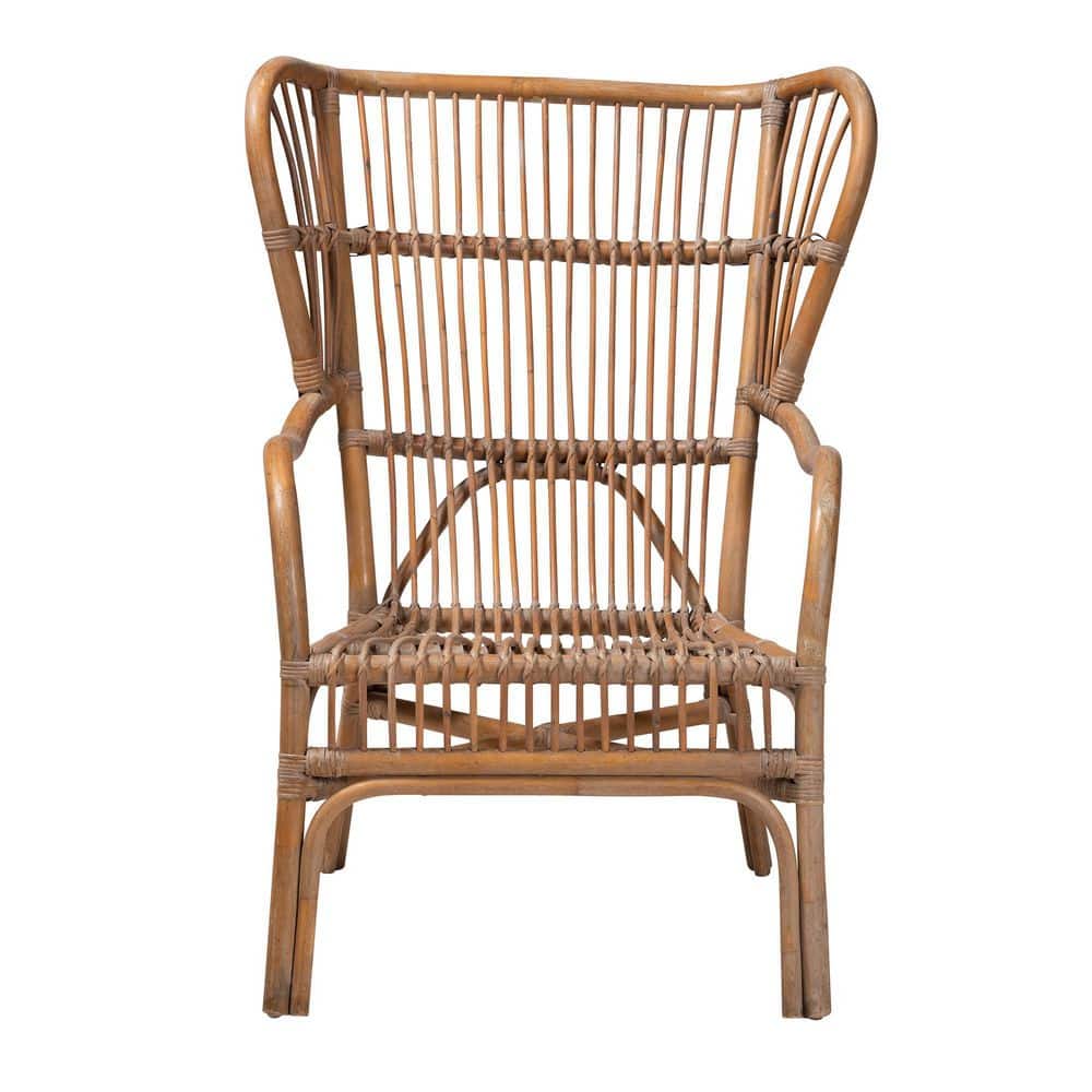 Lamaria Natural Handcrafted Leather and Rattan Armchair