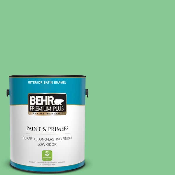 BEHR PREMIUM PLUS 1 gal. #P400-4 Good Luck Satin Enamel Low Odor Interior Paint & Primer