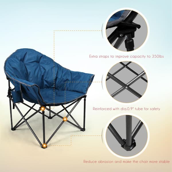 Saucer Chair with Carry Bag Folding Outdoor Heavy Duty Plush Moon Camping Chair 