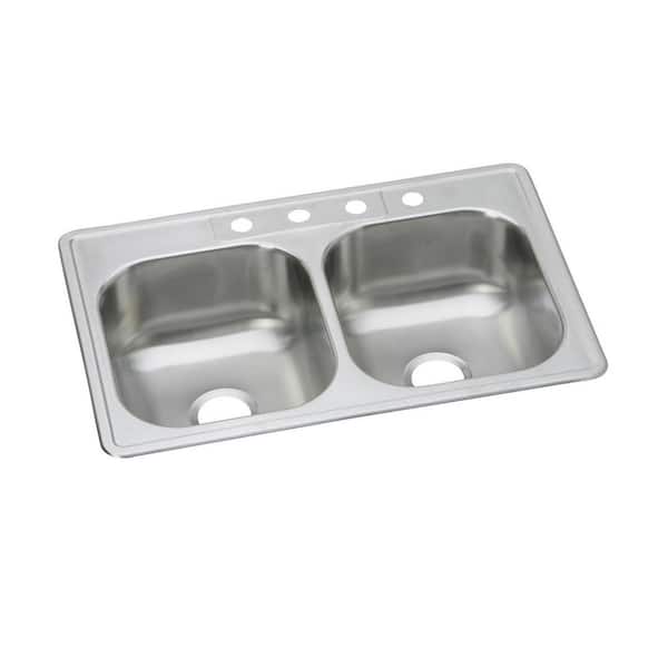 Elkay 33in. Drop-in 2 Bowl 20 Gauge  Stainless Steel Sink Only and No Accessories