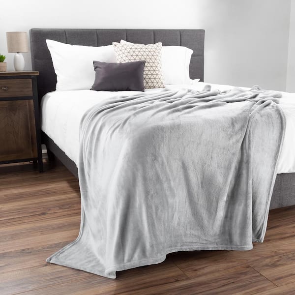 Lavish Home Dawn Grey Oversized Flannel Fleece Microfiber Throw Blanket