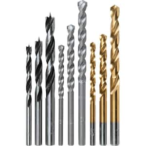 9-Piece Assorted Drill Bit Set Metal Wood Masonry Straight Shank