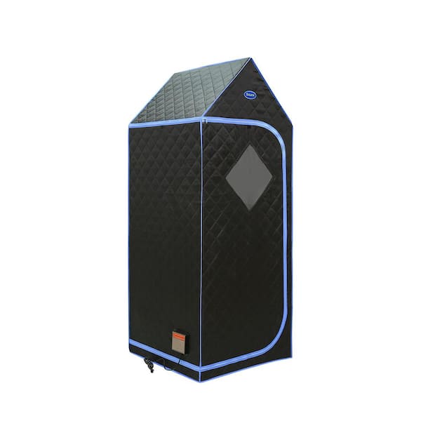Runesay 1-Person Portable Gothic Roof Plus Type Full Size Far Infrared Therapy and Relaxation Sauna Tent in Black
