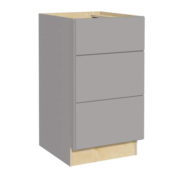 Home Decorators Collection Hargrove 15 in. W x 24 in. D x 34.5 in. H Assembled Plywood Drawer Base Kitchen Cabinet in Veiled Gray with Soft Close