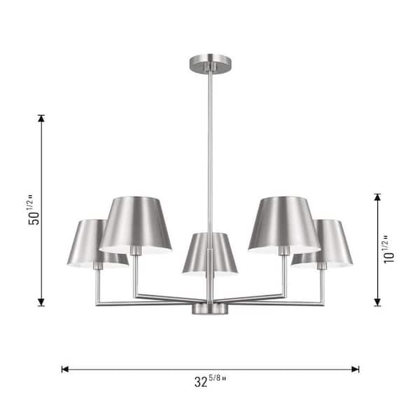Generation Lighting - Ender 32.63 in. W x 10.5 in. H 5-Light Satin Brass Modern Chandelier with Steel Shades and No Bulbs Included