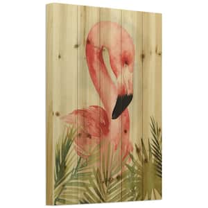 "Watercolor Flamingo Composition I" Arte de Legno Digital Print on Solid Wood Wall Art