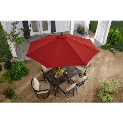 10 ft. Aluminum Auto-Tilt Market Outdoor Patio Umbrella in Chili Red