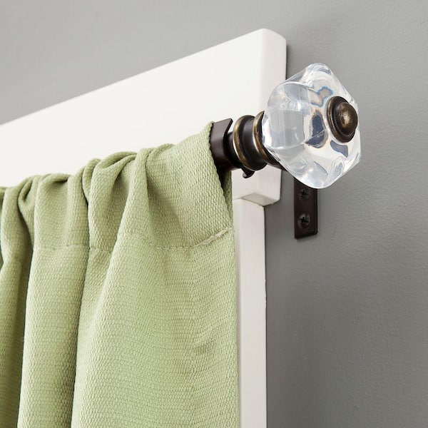 Kenney 28 in. - 48 in. Telescoping 5/8 in. Curtain Rod Kit in Antique Black with Clear Finial