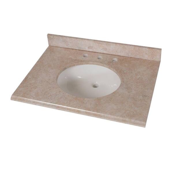 Home Decorators Collection 31 in. Stone Effects Vanity Top in Oasis with White Bowl