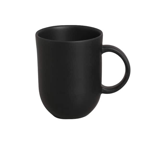 11.16 oz. Matte Black Stoneware Coup Mug (Set of 4)