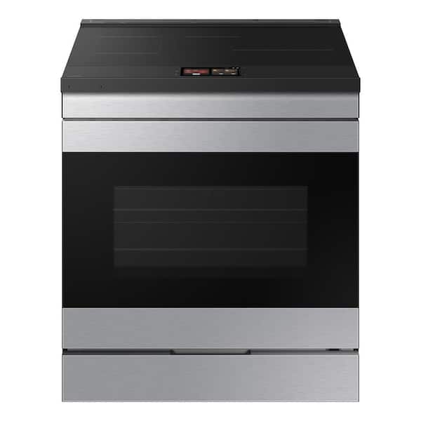 Samsung Bespoke 30 in. 4-Elements Slide-In Induction Range 6.3 cu. ft. in Stainless Steel with AI Home and Smart Oven Camera