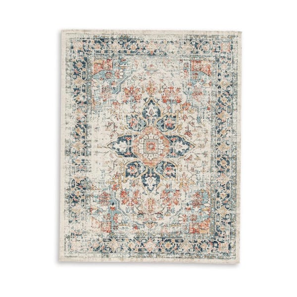 Jerry Ivory, Gray and Orange 5 ft. x 7 ft. Geometric Area Rug