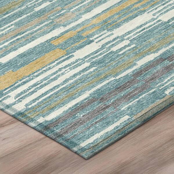Chantille Machine Washable Indoor/Outdoor Abstract ACN2908 Teal 2 ft. x 7 ft. Runner Rug