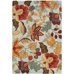 Blossom Blue/Multi 4 ft. x 6 ft. Solid Floral Area Rug