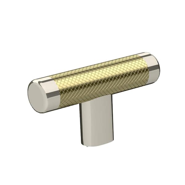 Amerock Esquire 2-5/8 in. (67 mm) L Polished Nickel/Golden Champagne T-Shaped Cabinet Knob