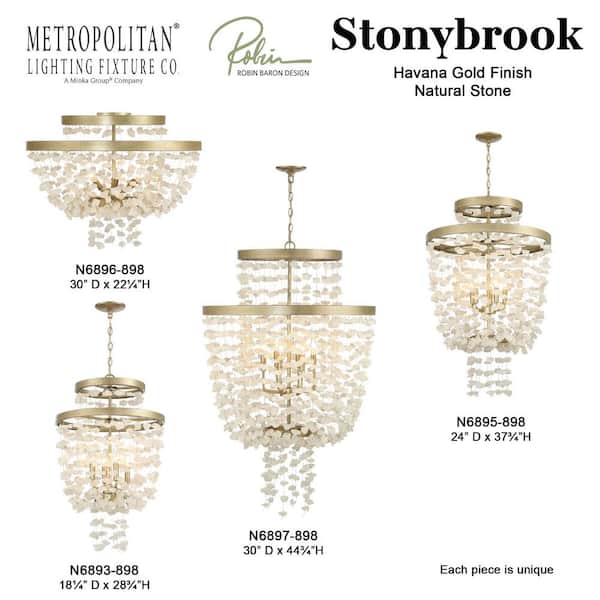 Metropolitan Stonybrook 60-Watt 8 Light Harvest Gold Shaded