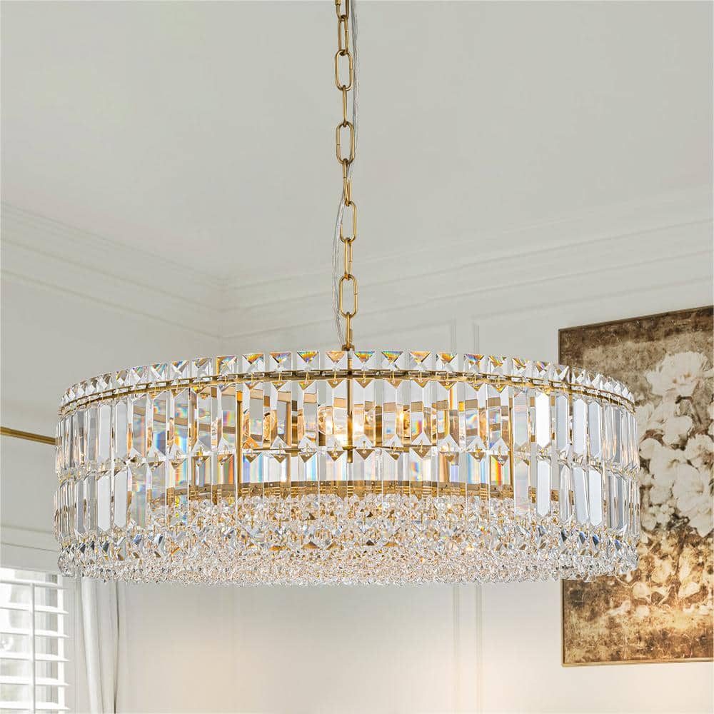 Orillia Modern 8-Light Gold Round Glass Crystal Chandelier for Kitchen Island Dinning Table Living Room price history on PriceWatchPro