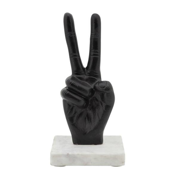 Sagebrook Home Black 4 in. x 8 in. Metal Peace Sign Sculpture