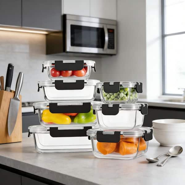 5-35 oz. Durable 8 Piece Oven Safe Borosilicate Glass Leak Proof Food Storage Containers Set with Leak Proof Locking