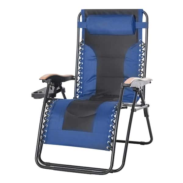 Outsunny Adjustable Zero Gravity Metal Outdoor Lounge Chair in Blue