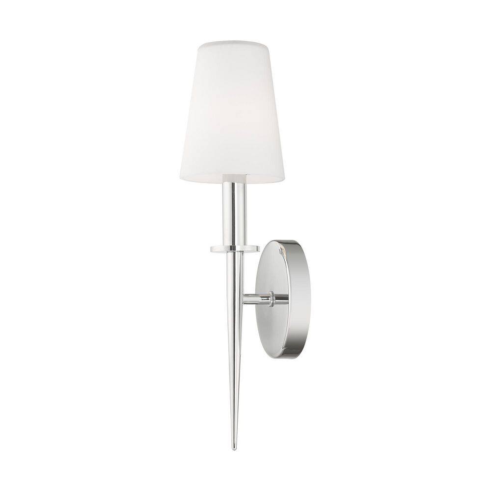 Sleek Polished Chrome Direct Wired 1-Light Sconce with Opal White Glass
