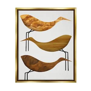 "Abstract Wooden Pattern Storks Rustic Birds" by Daphne Polselli Floater Frame Animal Wall Art Print 25 in. x 31 in.