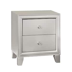 Omni Champagne Silver 2-Drawer Nightstand