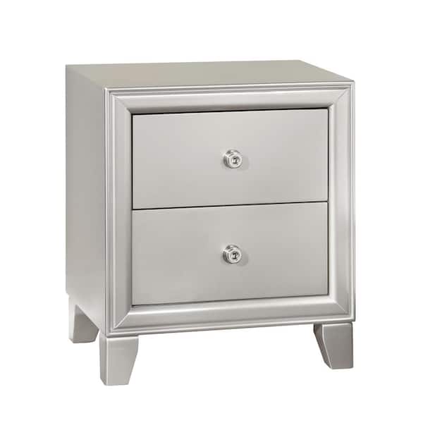 Steve Silver Omni Champagne Silver 2-Drawer Nightstand