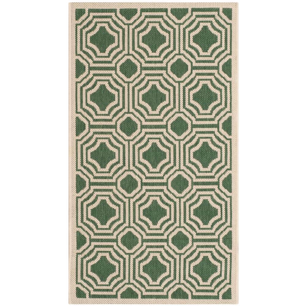 Courtyard Dark Green/Beige Doormat 3 ft. x 5 ft. Border Indoor/Outdoor Patio Area Rug price history on PriceWatchPro