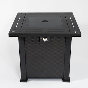 28 Inch Outdoor Propane Fire Pit Table with Cover Steel Gas Fire Pit Table with Rocks