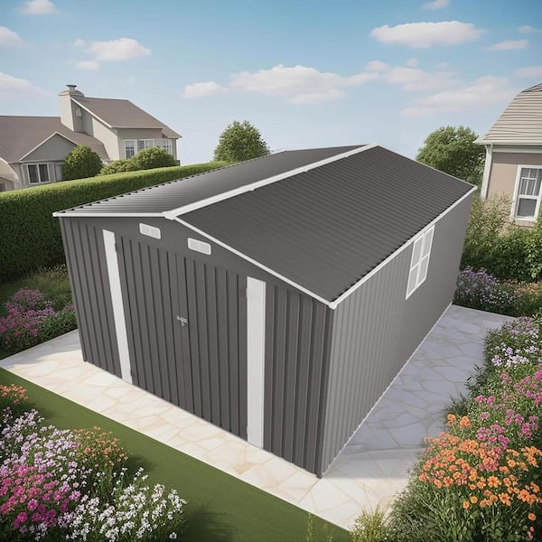 10 ft.W x 14 ft.D Outdoor Metal Storage Shed, Tool Shed with 3